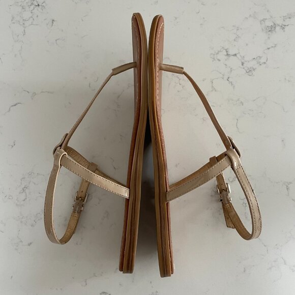 Circus by Sam Edelman T Strap Neutral Patent Sandals Silver Hardware Tan Sz 11 - Picture 3 of 12